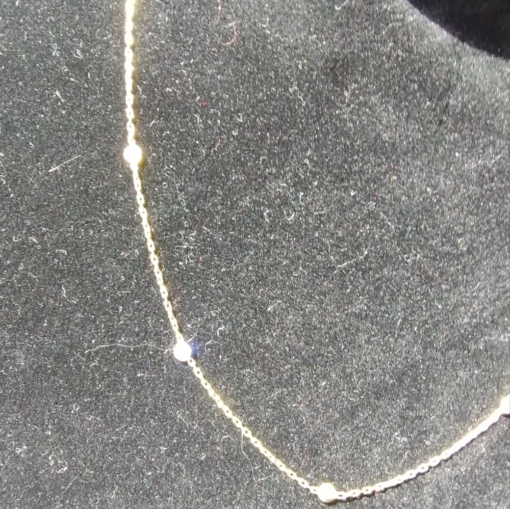 17.5" 925 Italy Gold overlay Necklace with 5 stones - Picture 12 of 13